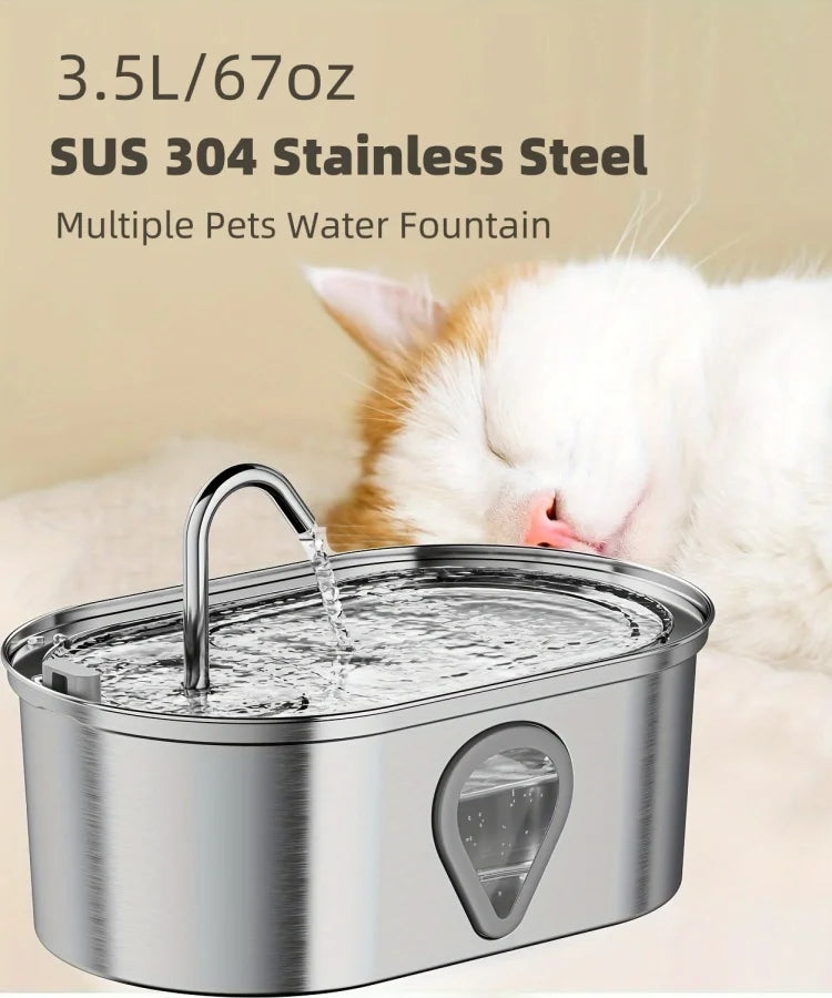 Automatic Stainless Steel Pet Water Fountain (3.5L) | CCCpet