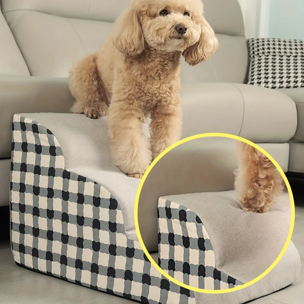Dog Pet Stairs 2/3 Steps – Non-Slip Foam Ramp for Small Dogs, Sofa & Bed Ladder | CCCpet