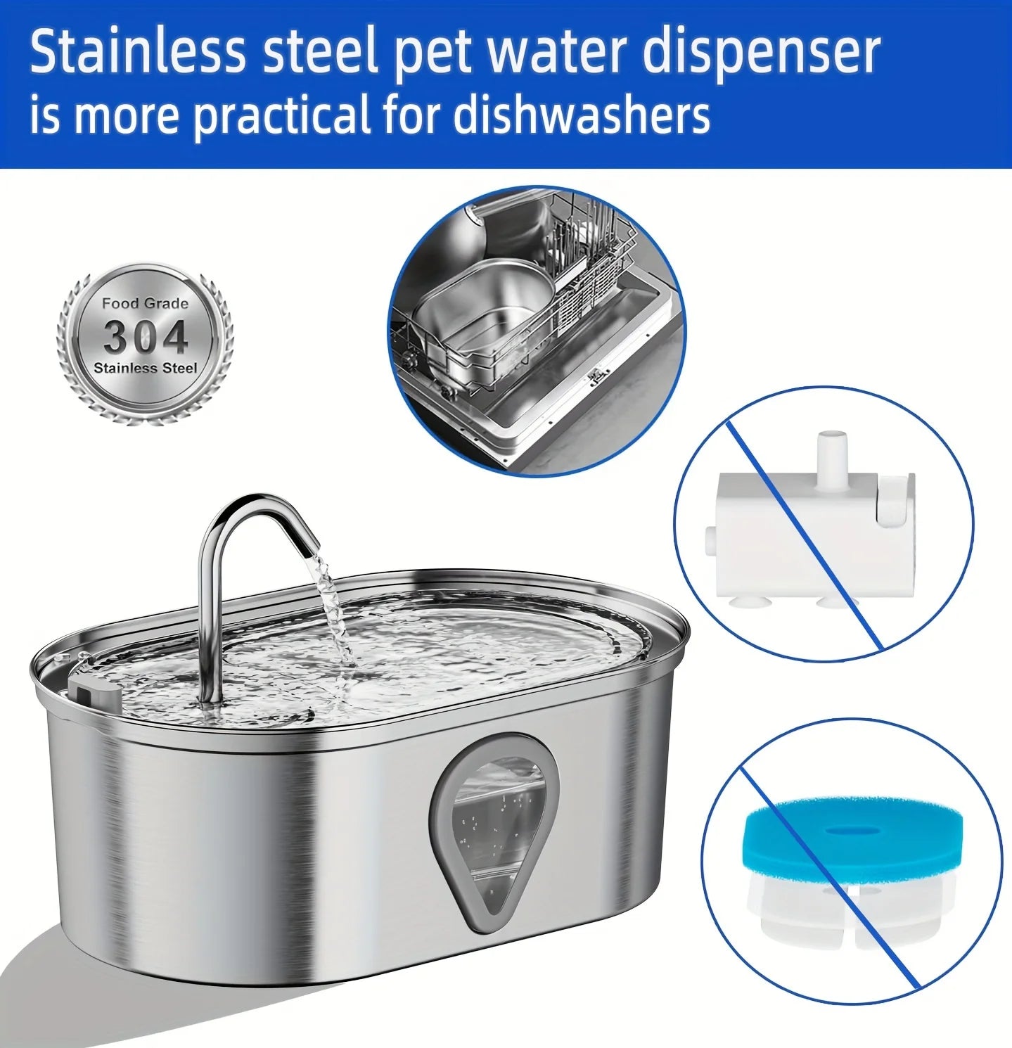 Automatic Stainless Steel Pet Water Fountain (3.5L) | CCCpet